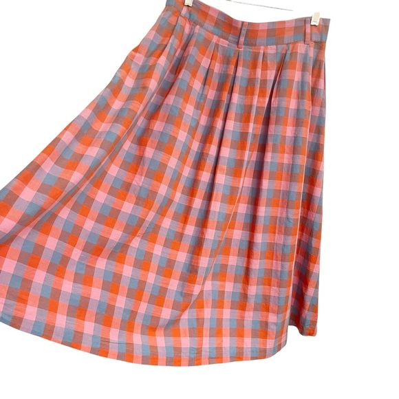 ModCloth x Barbie Retro Plaid A Line Skirt Pink, Red, Blue Pockets Sz 12 - Picture 3 of 7